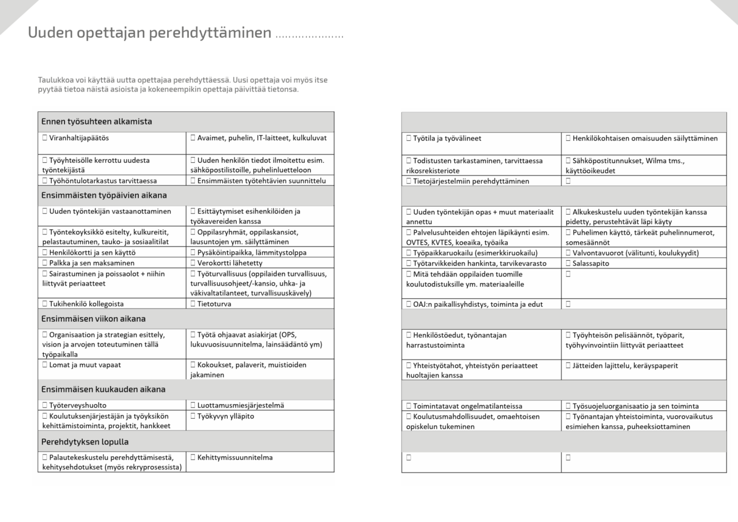 Uuden Opettajan Perehdytt minen Suomen Luokanopettajat Ry